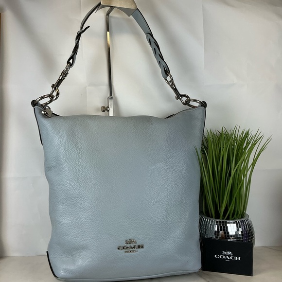 Coach Abby Hobo Baby Blue Duffle Shoulder Leather Bag Rehab - Picture 3 of 16